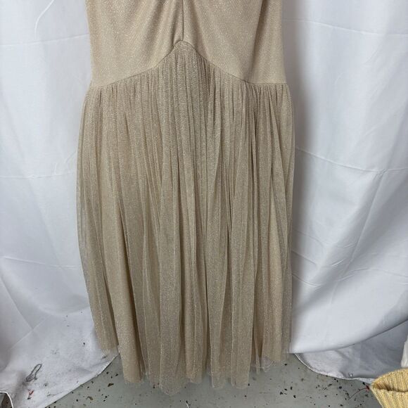 Blondie Nites Prom Formal Dress Nude Tulle Glitter Backless Mermaid Bodycon Sz 3 - Picture 4 of 12